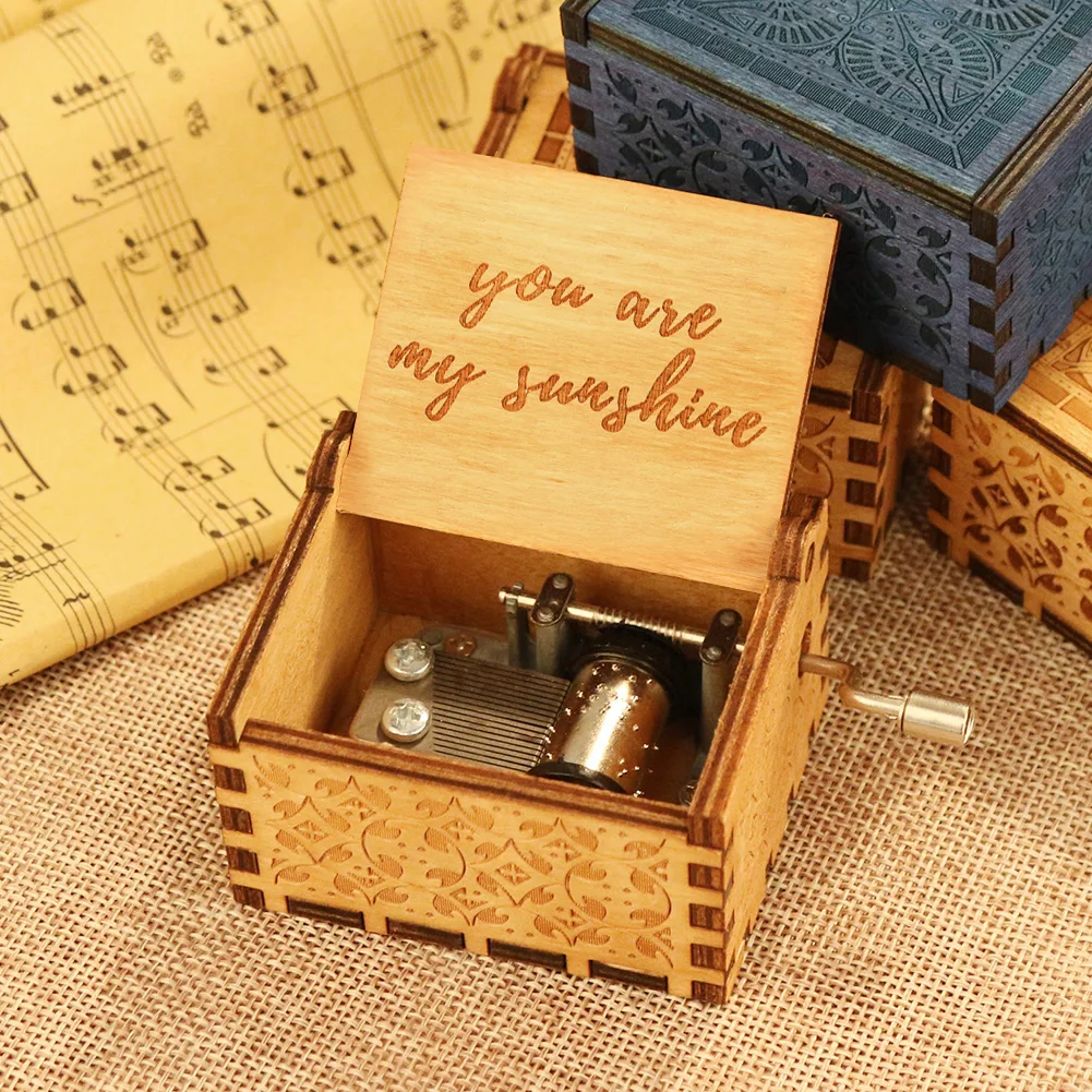 You Are My Sunshine Wooden Carved Music Box Home Decoration Vintage Music Box Christmas Birthday Gift Handcrafted To My Daughter