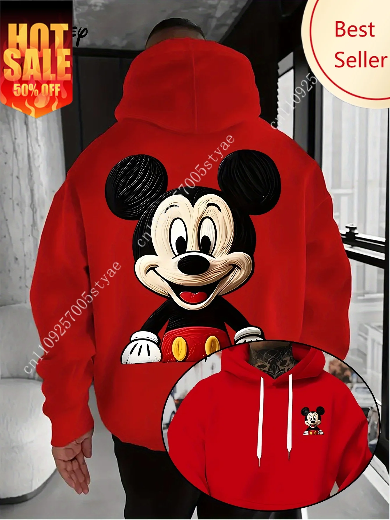 

Disney Mickey Mouse Men's Hoodie Autumn Winter Casual Unisex Pullover Sweatshirt Tracksuit Clothing Hoody Oversized Streetwear