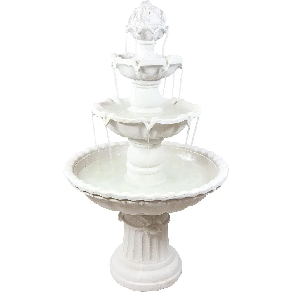 52 inch high 3-story outdoor fountain, large waterfall in garden or backyard with fruit roof, outdoor fountain