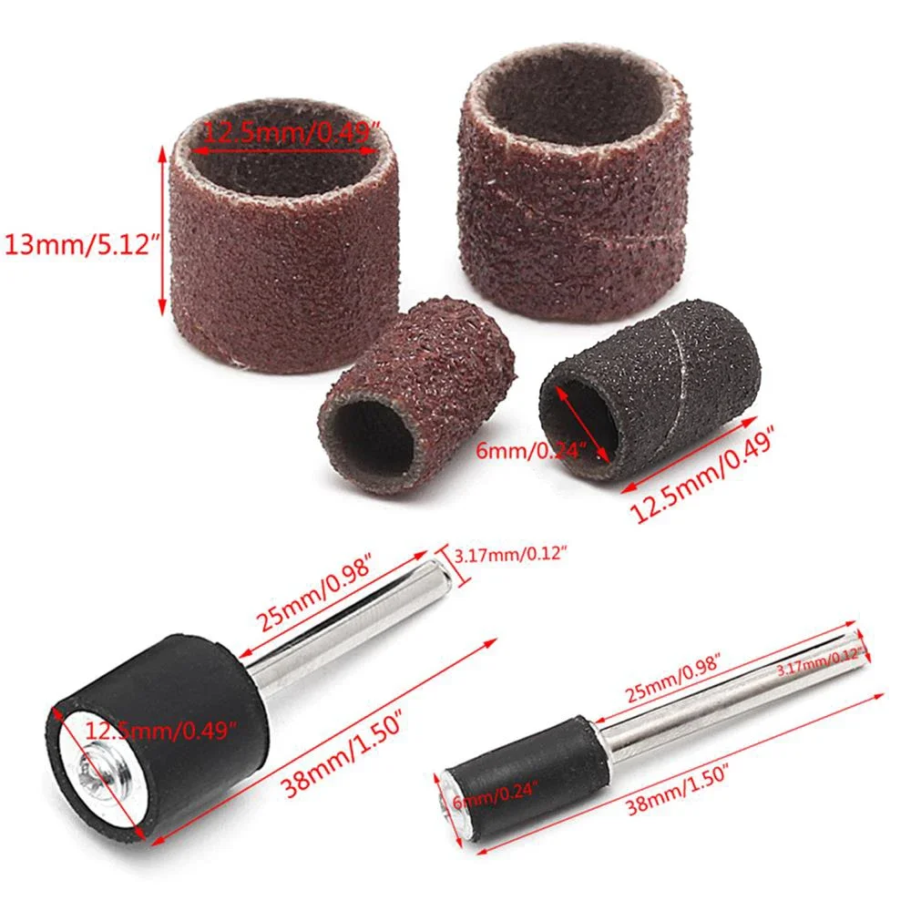 132/104pcs Sanding Drum Set Aluminum Oxide 80/120 Grit Drum Sander Sanding Sleeves Grinding Sandpaper Rotary Tool Accessories