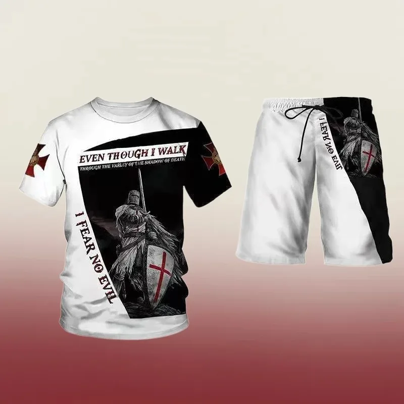 2025 New Summer Short Sleeved Round Neck 3D Printed Cool T-shirt and Shorts Set Top for Men's and Women's Casual Sportswear