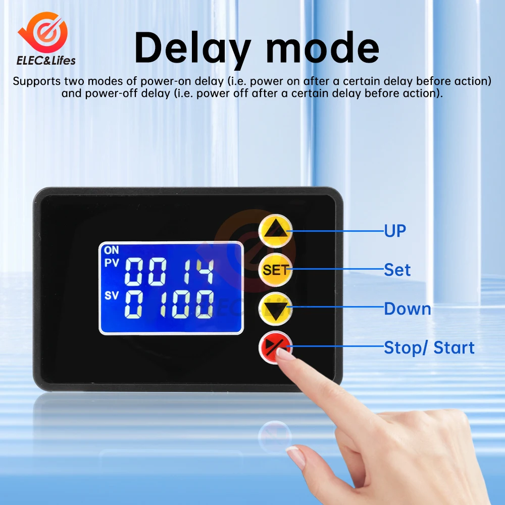 W3050 1.37 inch LCD Display Microcomputer Time Controller AC 110V 220V Dual Digital 0000~9999 Seconds Time Delay Switch