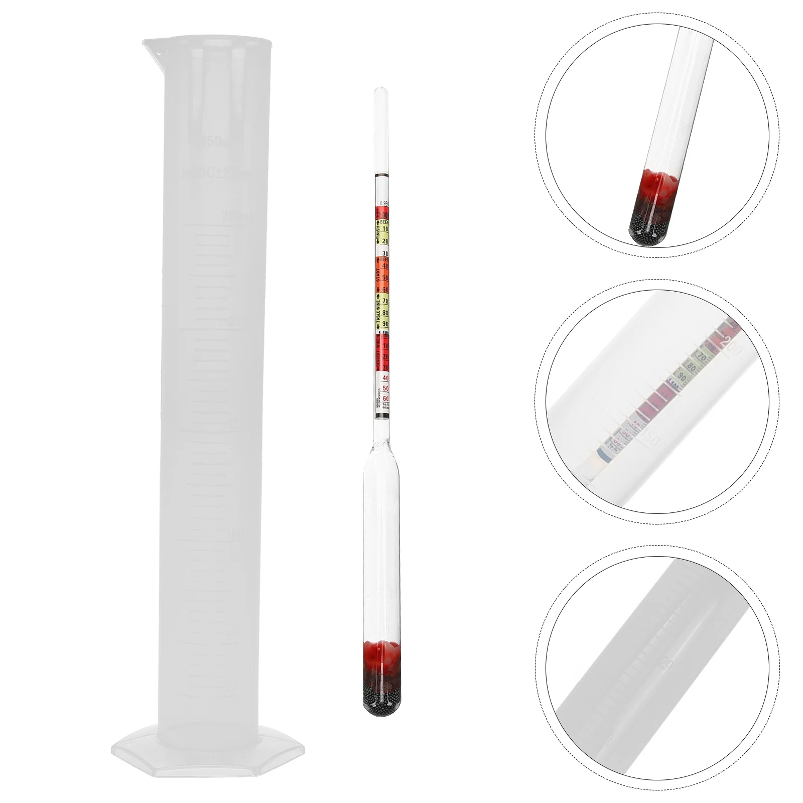 Hydrometer Test Jar Density Weight Beer Alcohol Tester Transparent Plastic Distilling Supplies