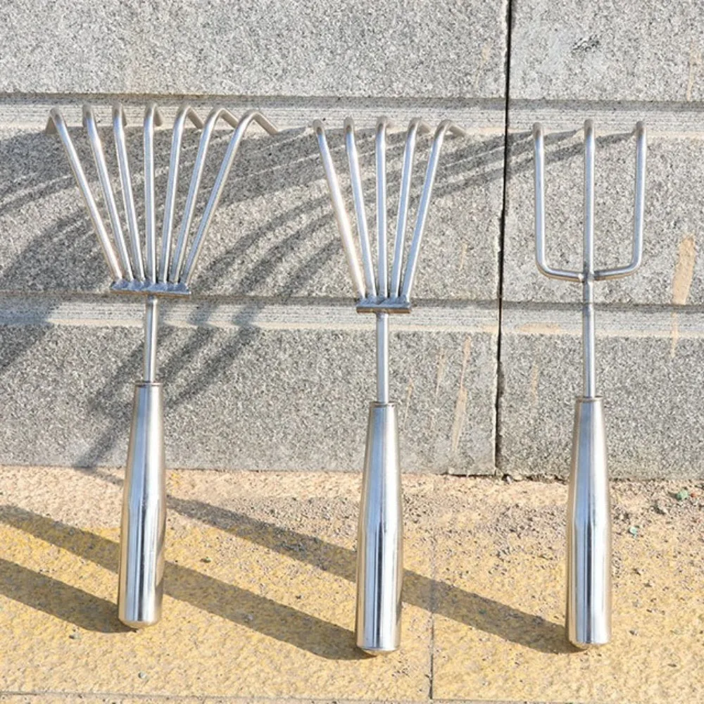 Stainless Steel Weed Puller 2-7 Teeth Upgrade Hand Rake Garden Tool Small Manganese Steel Garden Rake