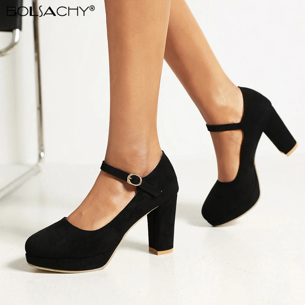 

33-44 Classic Woman‘s Platform Pumps Gray Round Toe Suede Wedding Party Shoes Dress High Heels Ladies New Talon Haut Femme