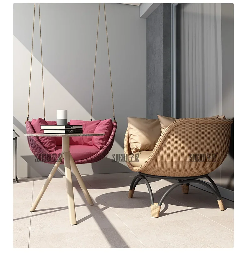 Outdoor swing hanging chair indoor balcony leisure rattan seat terrace rattan chair single indoor Nordic rocking chair YX123TB