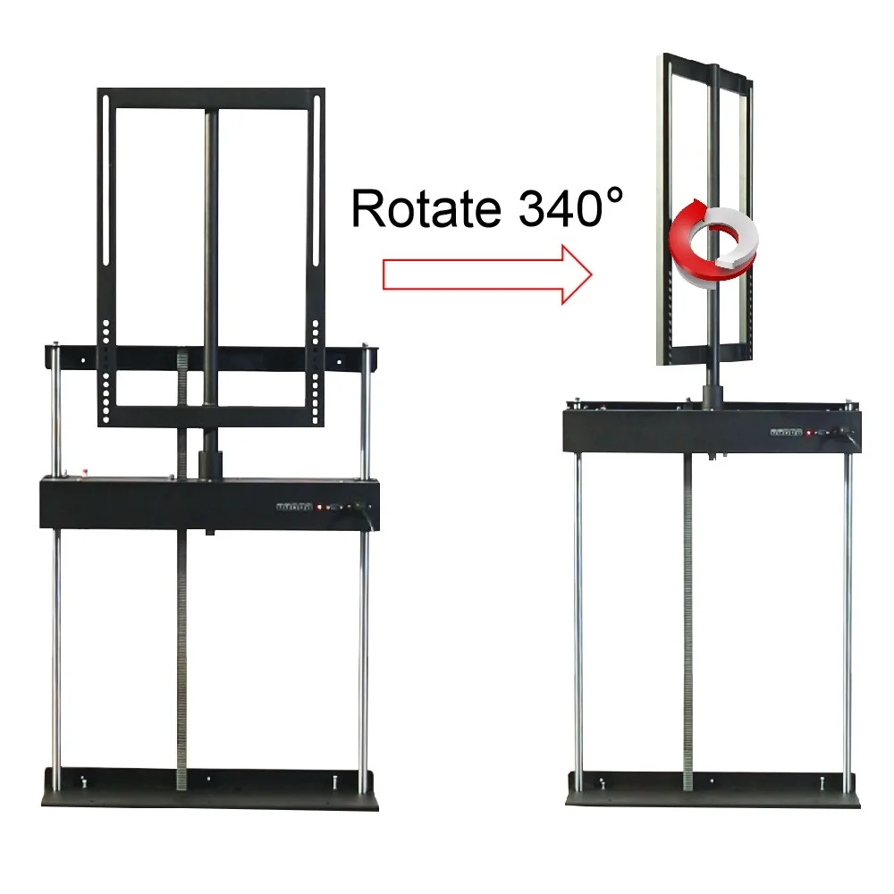 Remote control rotation 340 degrees TV cabinet stand TV lift Mechanism motorized drop Down TV lift