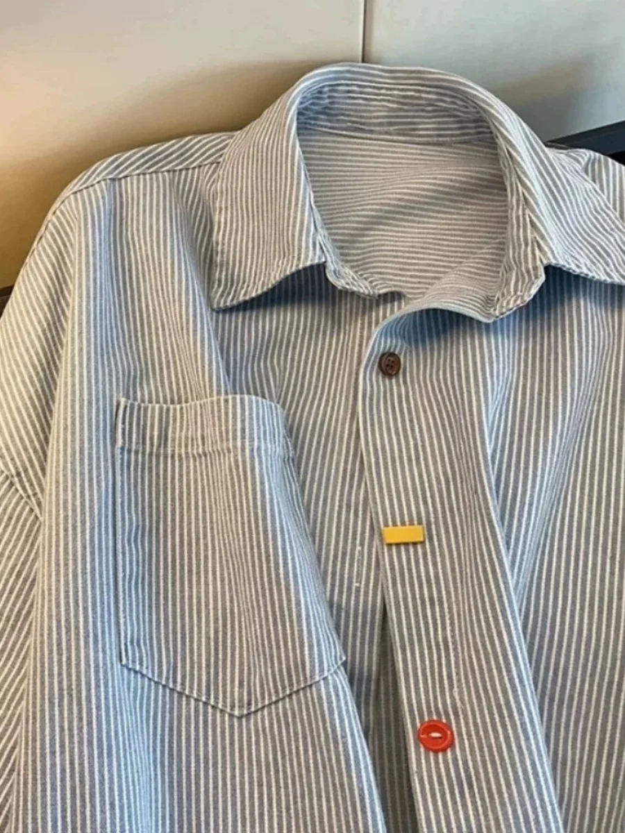 قمصان نسائية بأكمام طويلة من القطن المنقطة مريحة مناسبة للإجازات الأنثوية الرومانسية الأنيقة للشاطئ والربيع ملابس يومية مريحة #3