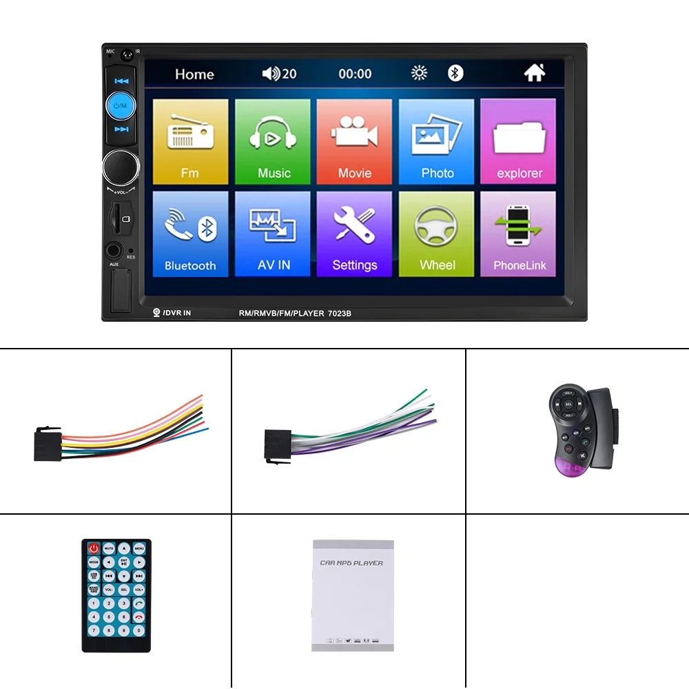 Leekooluu Universele 2 Din Auto Mp5 Speler Radio 7 "Touchscreen Autoradio Multimedia Bluetooth Usb Autostuurwiel Controller