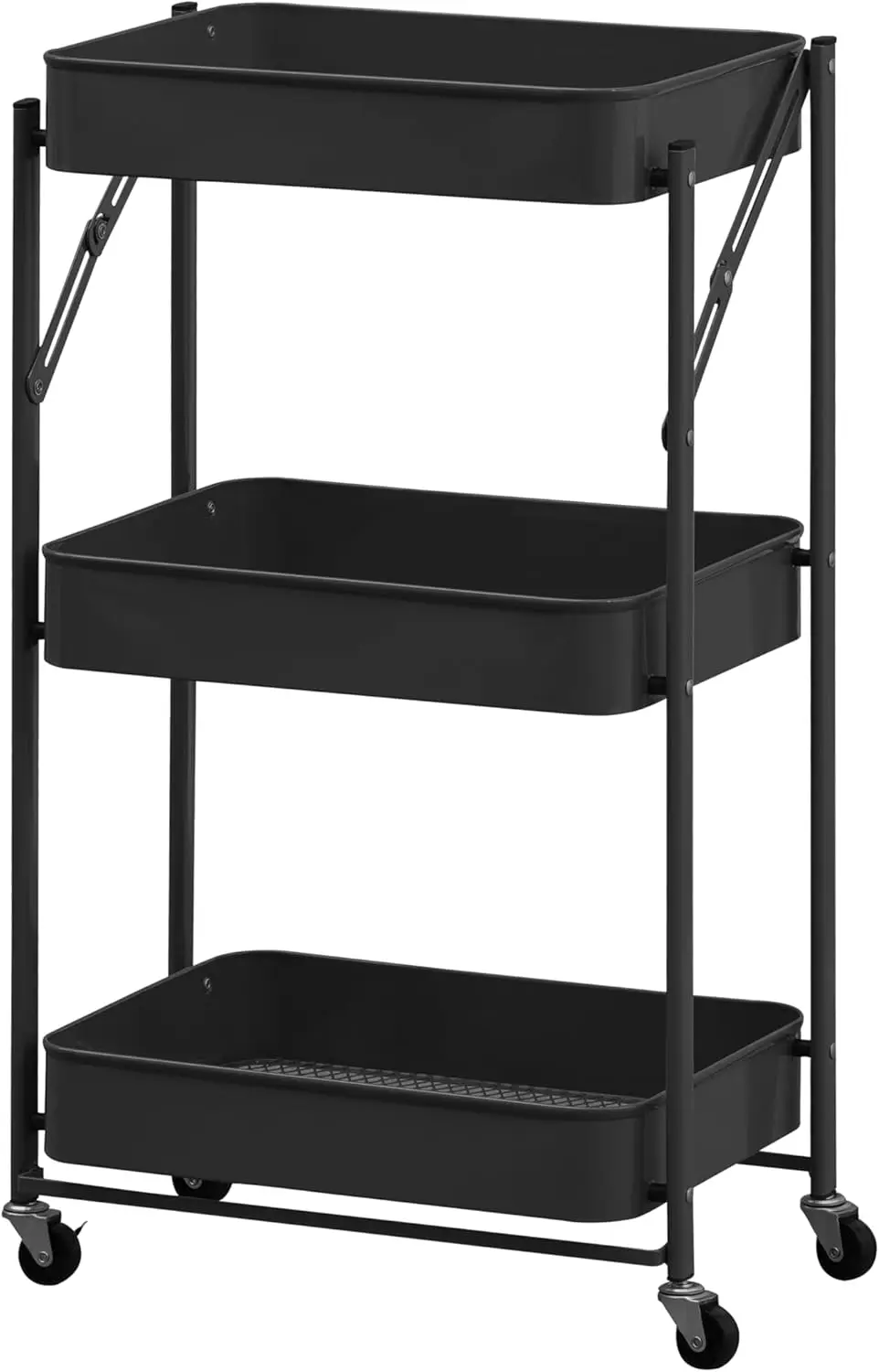 3 Tier Rolling Cart Utility Storage Cart W/Wheels Kitchen Bathroom Office, Black