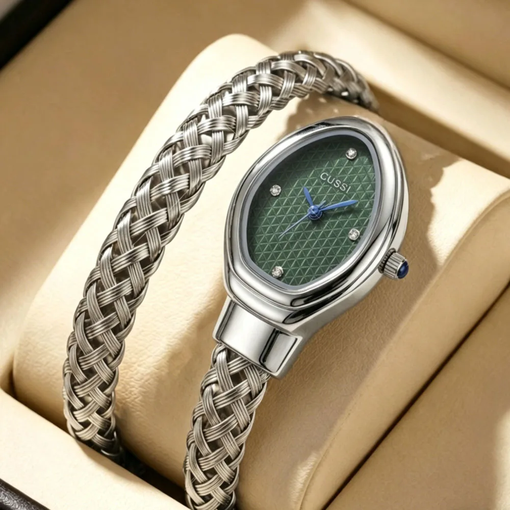 

1Pcs Women's Green Dial Alloy Strap Vintage Fashion Classic Fashion Details Quartz Watch For Business Party Holiday