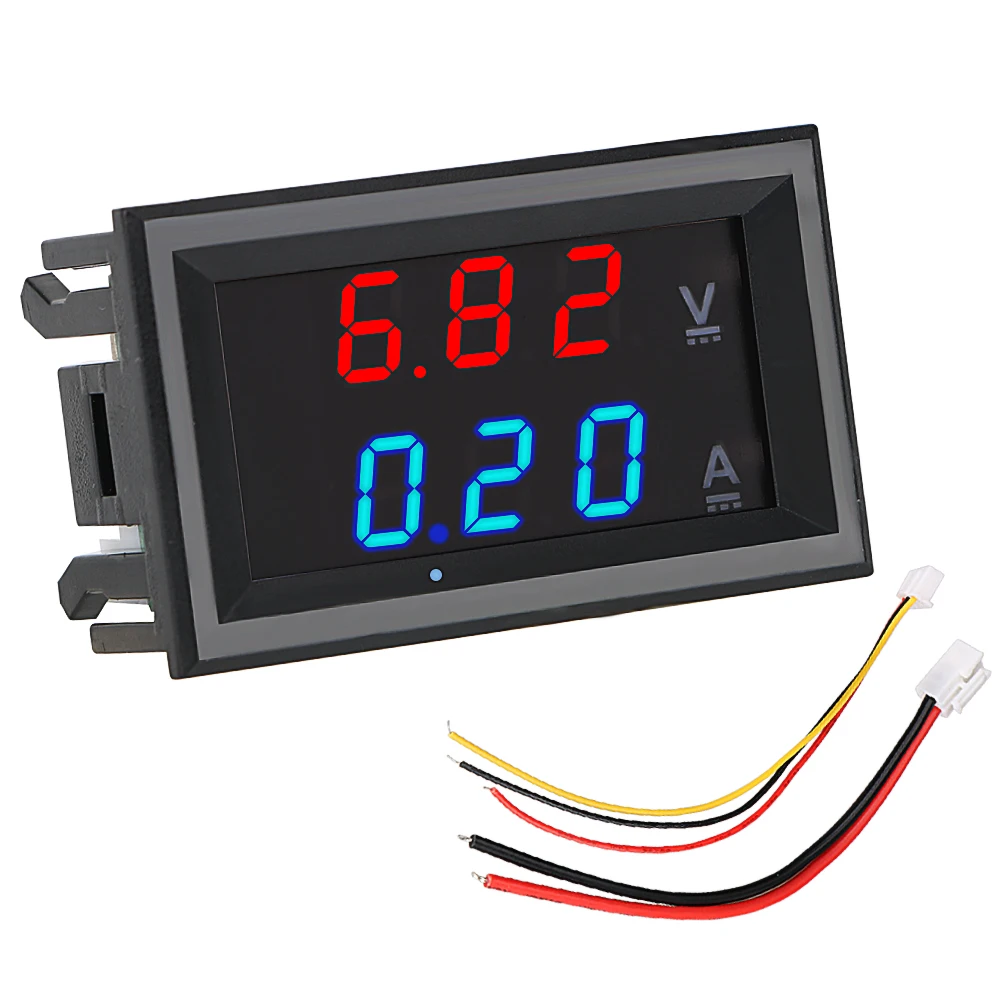 DIYWORK Amperemeter Voltage Indicator Tester with Cable Mini Digital Voltmeter Ammeter DC 100V 10A LED Display Volt Ampere Meter