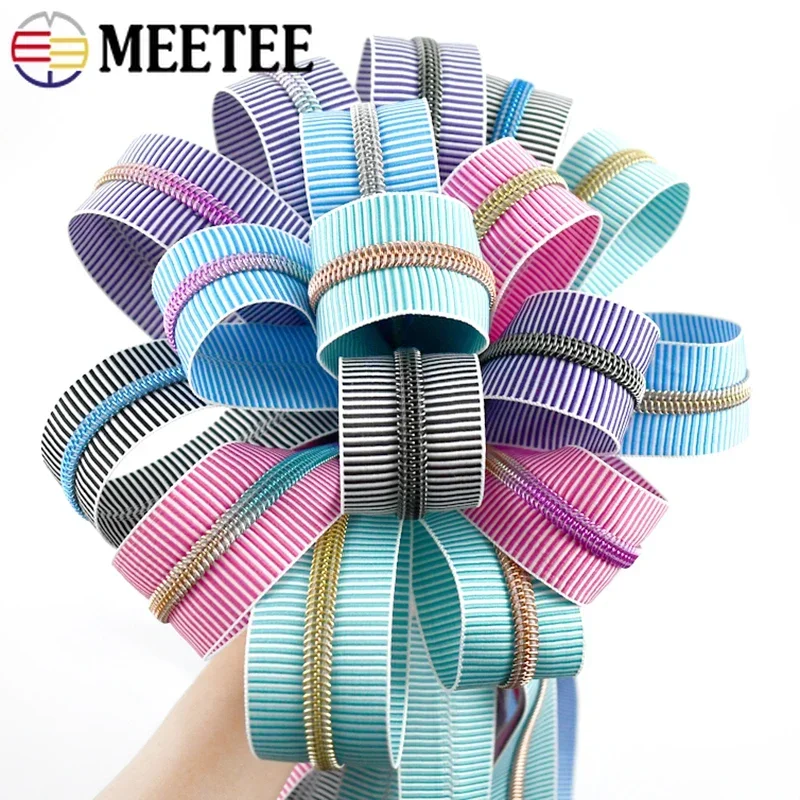 1/2/5/10Meters 5# Nylon Stripe Zipper Coil Zips for Sewing Bag Garment Jacket Decor Zip Tape By Meter Repair Kit DIY Accessories