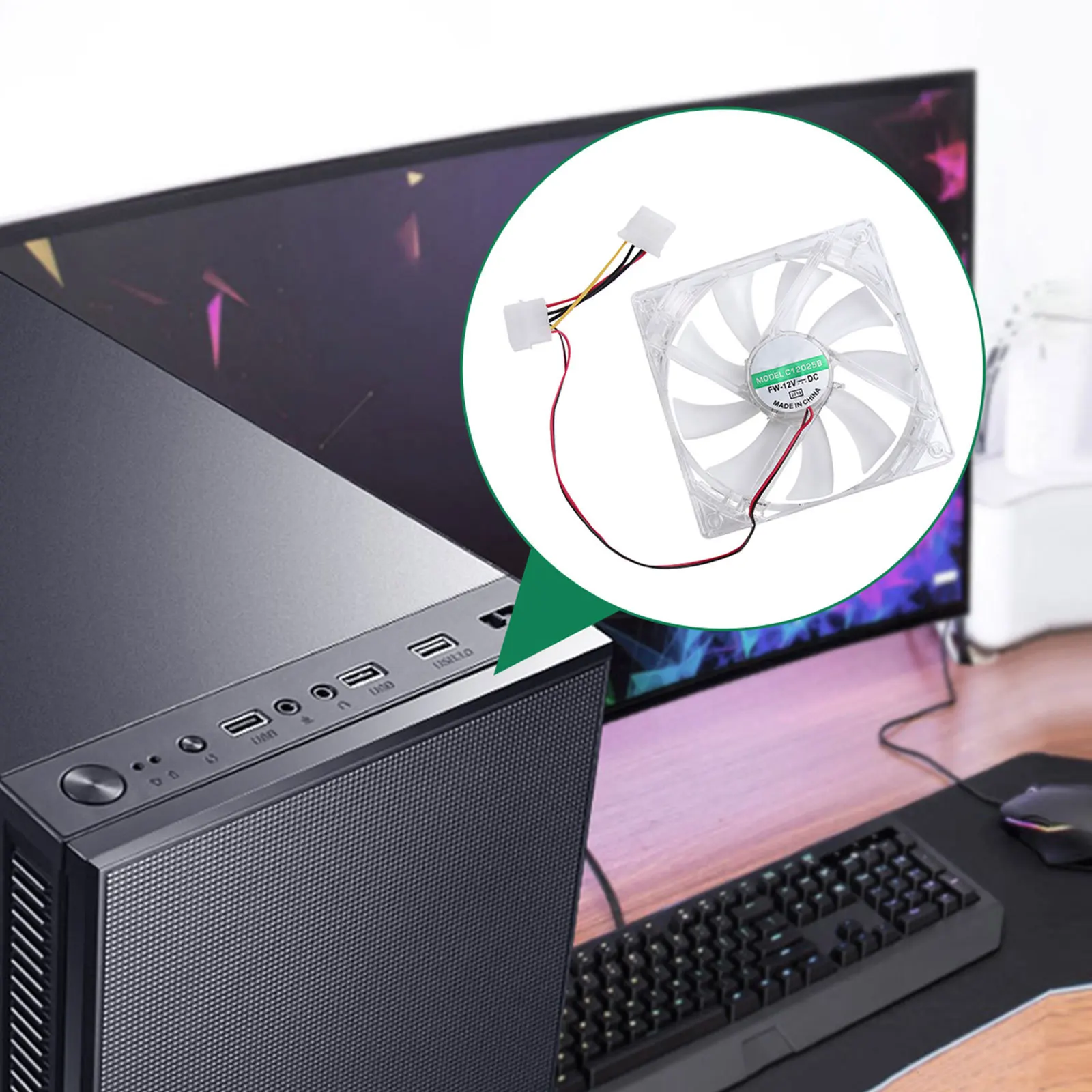 

12cm Computer CPU Cooling Fan Blue LED Silent Transparent Radiator Cooler Dissipation Cooling Fan Computer CPU Cooler