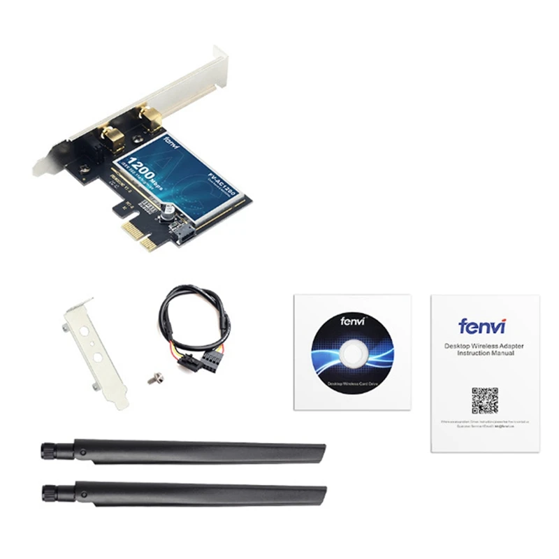 1200M Wifi5 Wireless Network Card 4.2 Bluetooth 2.4G+5G Dual Band Desktop Built-In PCI-E WIFI Multi-Function Receiver Parts Kit