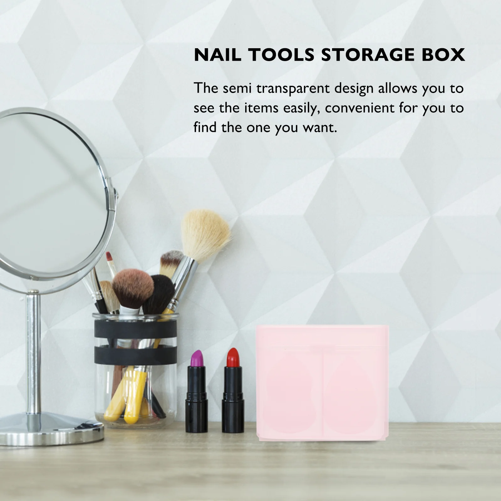 

2Pcs Cotton Pads Organizer Clamshell Storage Boxes Transparent Desktop Storage Container for Nail Art Manicure Tools