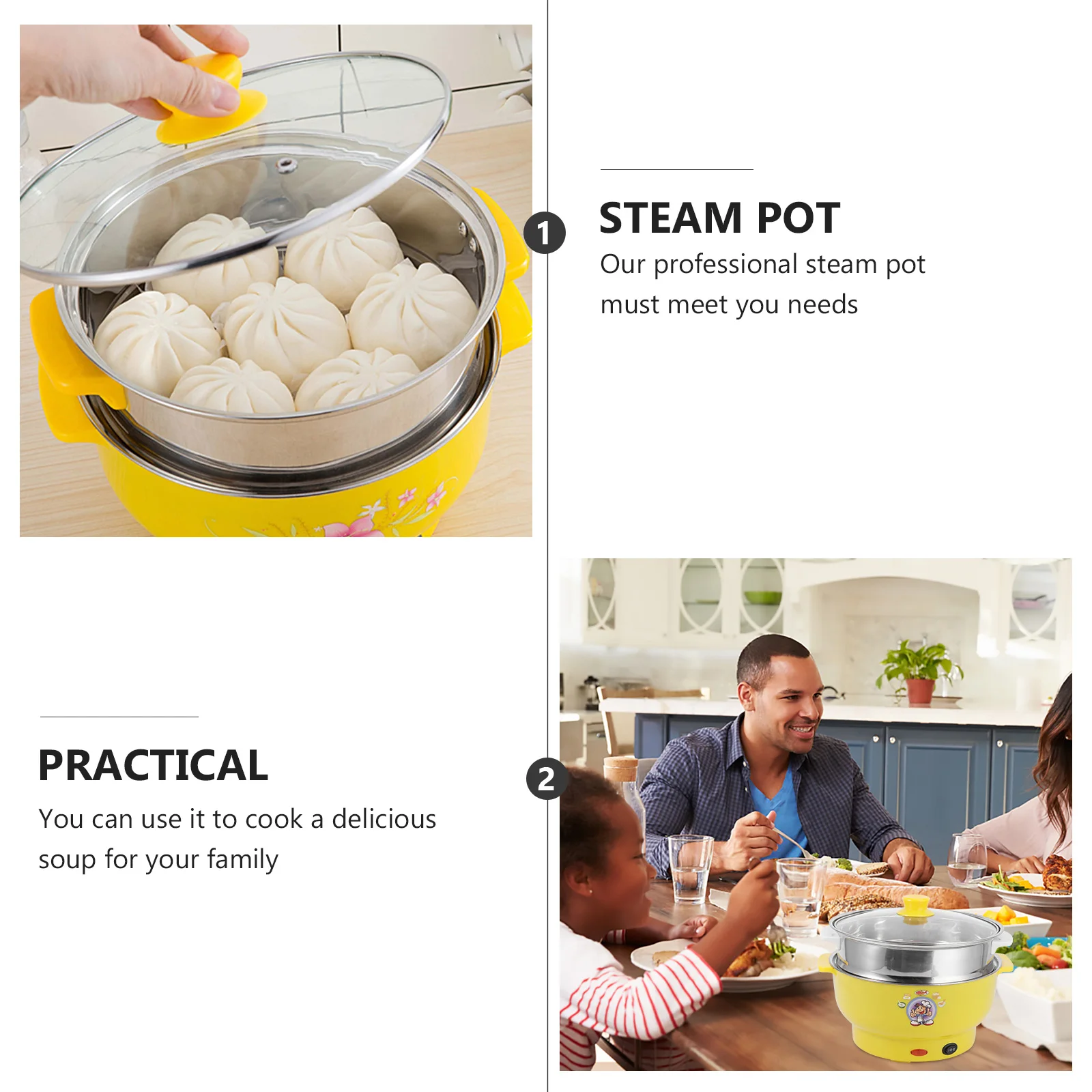 

Multifunction Steaming Electric Cooker Double Layers Stockpot Student Pan Steam Pot Cooking Boiler Stainless Steel Kitchen Bar