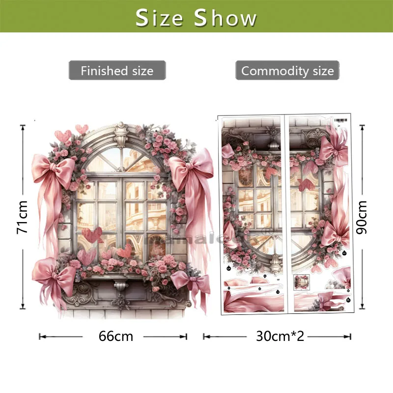 Pink Dream Castle Fake Window Series Sticker Bedroom and Living Room Decoration Self Adhesive Painting