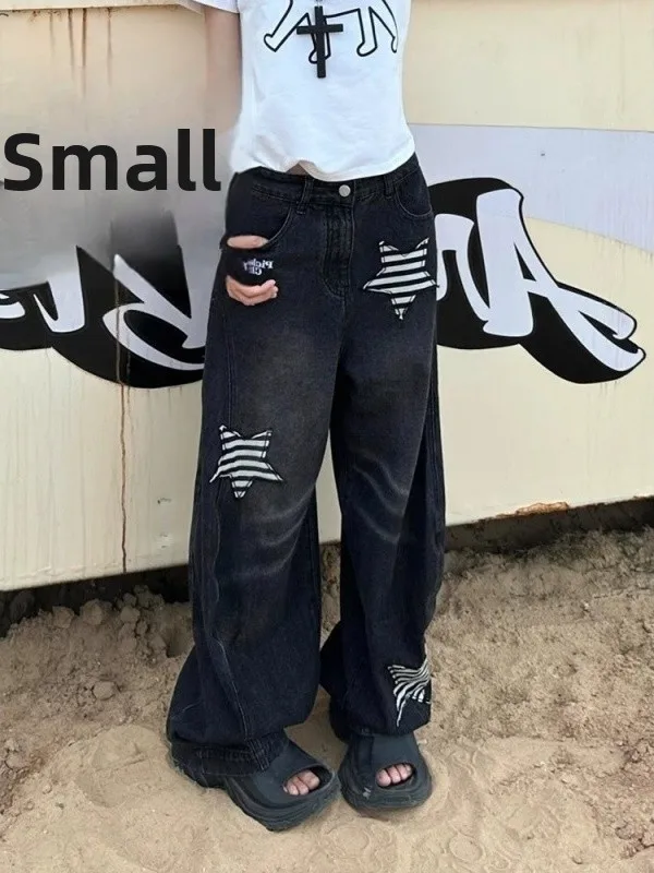 

Ретро-джинсы в американском стиле с отстегивающимся ремнем, свободные широкие брюки для мужчин и женщин, летние повседневные джинсы в уличном стиле