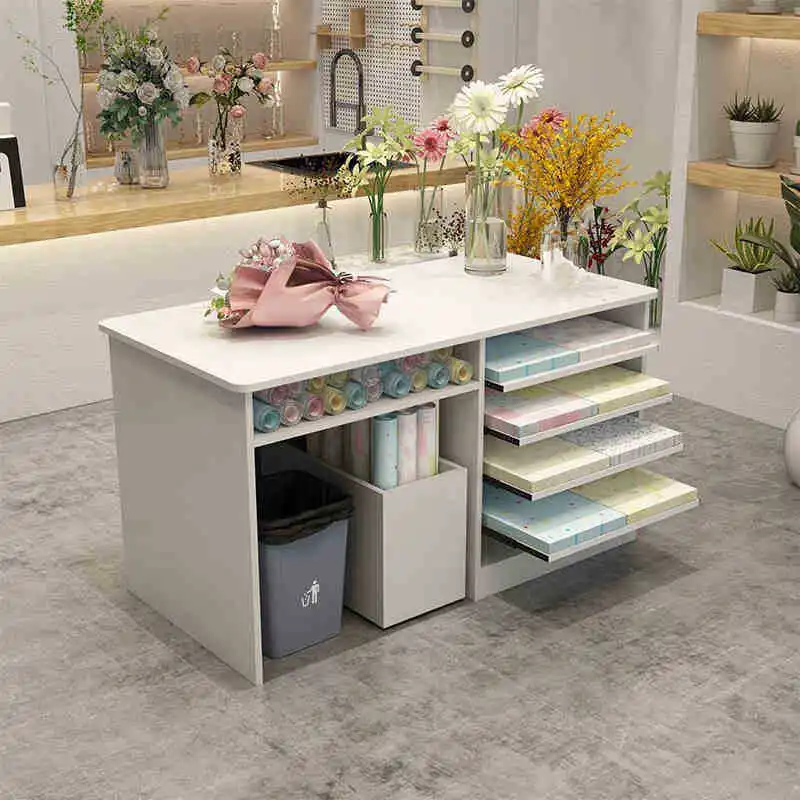 Flower shop checkout page Workbench shop special table shop flower arrangement wrapping paper storage console