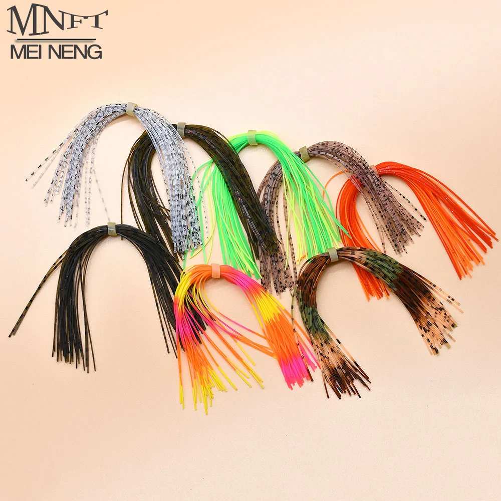 MNFT 180Pcs(6Bundles) Fly Tying Material Baitfish Fishing Lure Silicone Skirt Layers for DIY Spinner Rubber Jigs Buzzbait Beard