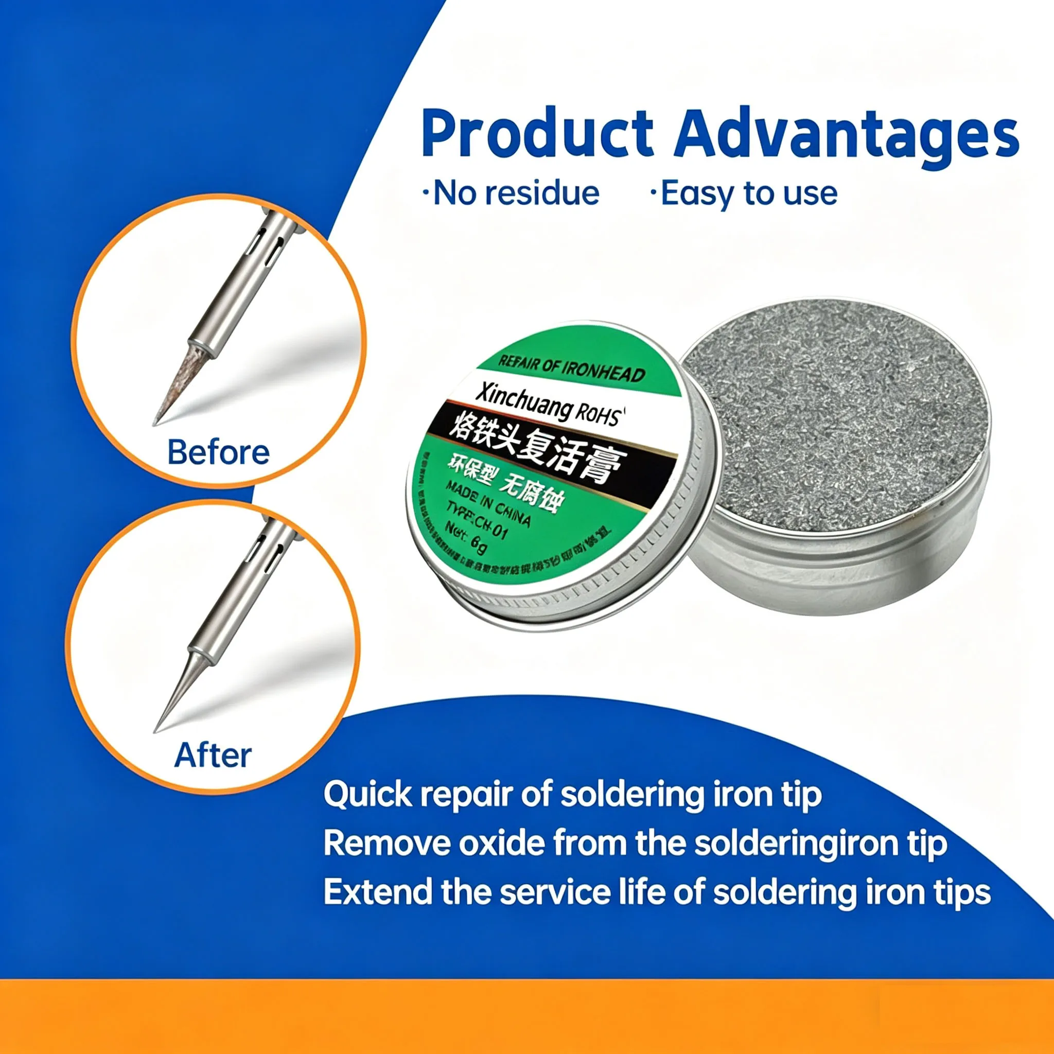5/1pcs Soldering Iron Tip Refresher Non-stick Tin Solder Cream Clean Paste Oxide Solder Iron Tip Refresh Tip Tinner Activator