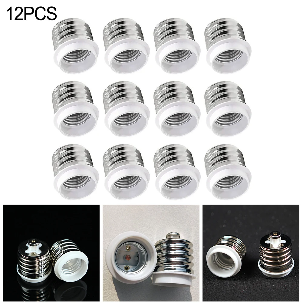 12Pcs Bulb Base Adapters E39/E40 To E26/E27 Adapter Screw Light Bulb Socket Adapter Converter Home Lighting Accessories Replace