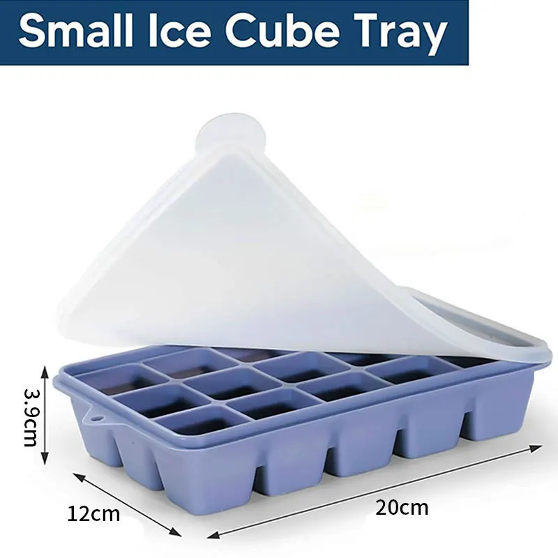 3PCS Cocktail Whiskey Ice Cubes Maker Molds Square 15 Grid Food Grade Silicone Ice Cube Trays for Freezer with Lid Barware Tools