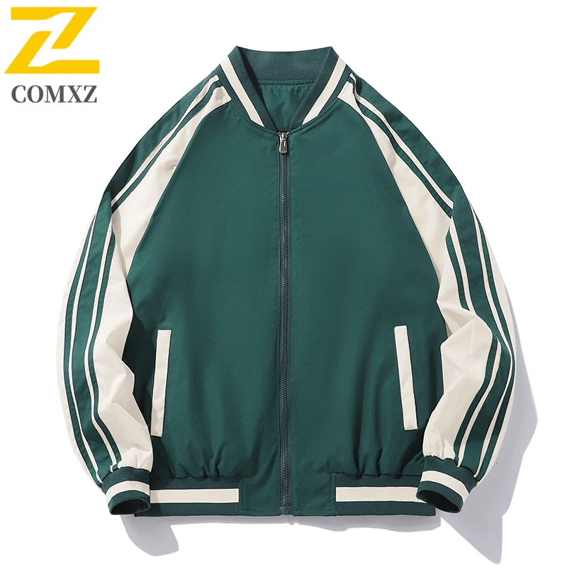 High quality Baseball Jacket Men Women New Autumn Casual Striped Color Contrast Windproof Jackets South Korea Street Loose Coat