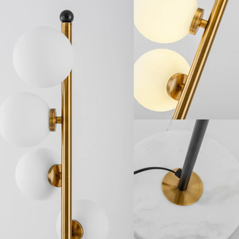 Modern Led Floor Lamp Two-color Iron Glass Ball Floor Lamps for Living Room Bedroom Study Nordic Home Decor Marble Standing Lamp image 6