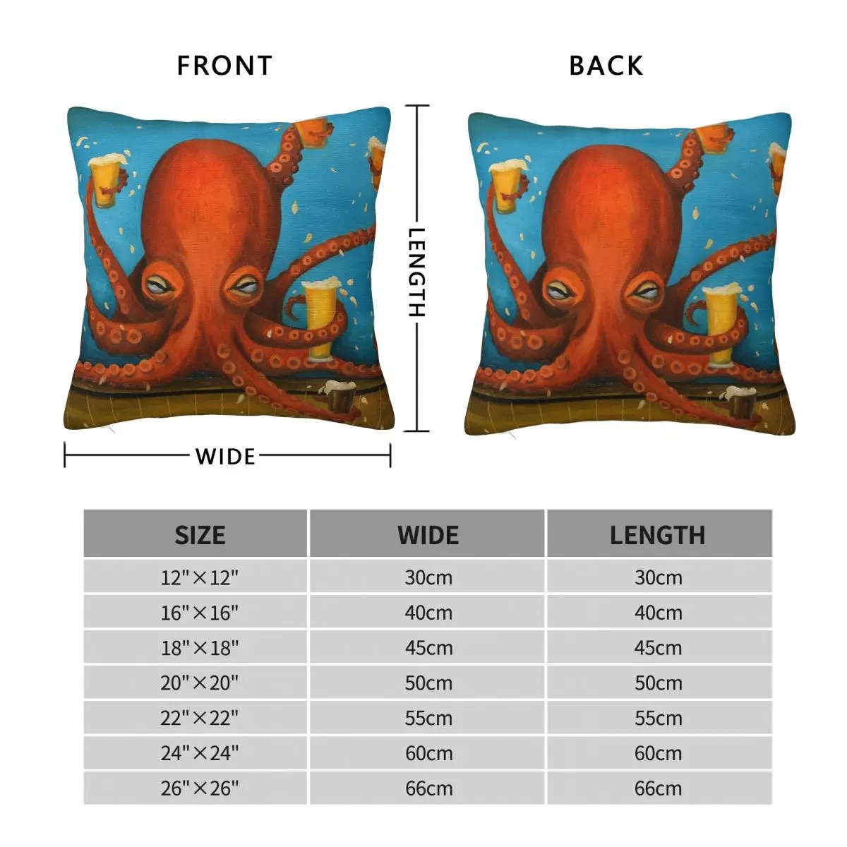 Octopus Bartender Serving 8 Beers Square Pillowcase Polyester Linen Velvet Printed Decor Pillow Case Sofa Seater Cushion Cover