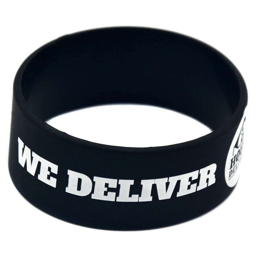 Custom Logo Silicone Wristband One Inch Wide Bracelet Eco-Friendly Non-Toxic Rubber Bangle