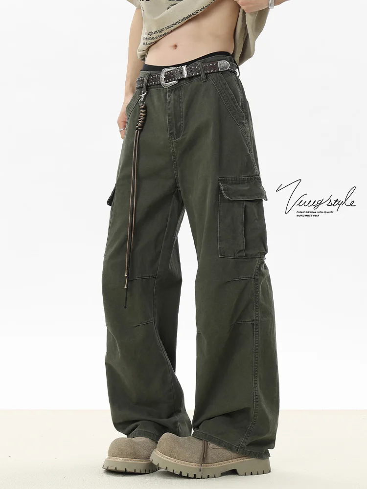 

American Retro Multi-ket Work Pants Men's Summer New Cleanfit Loose Straight Leg Wide Leg Casual Long Pants