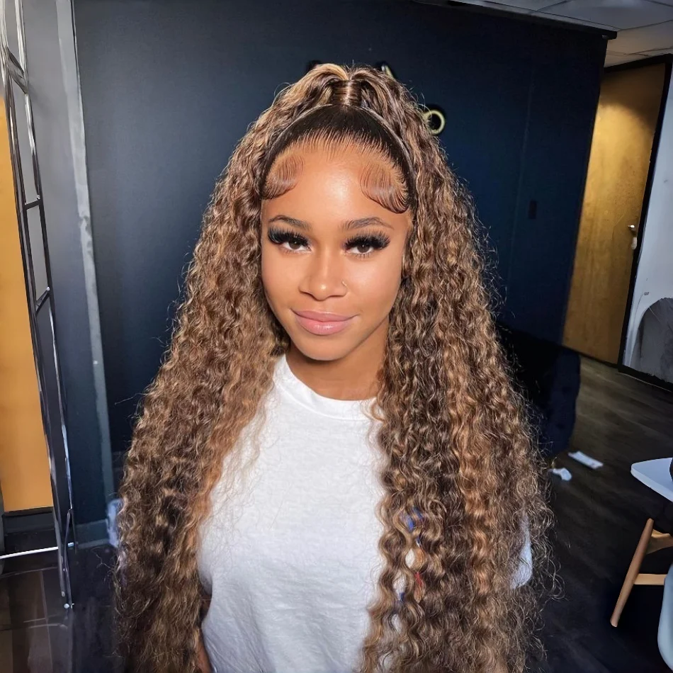 

Прозрачный HD-парик с кудрями и эффектом сияния, из натуральных волос, цвет P427, с кружевной передней частью, для чернокожих женщин, глубокая волна, парик с кружевным фронтом.