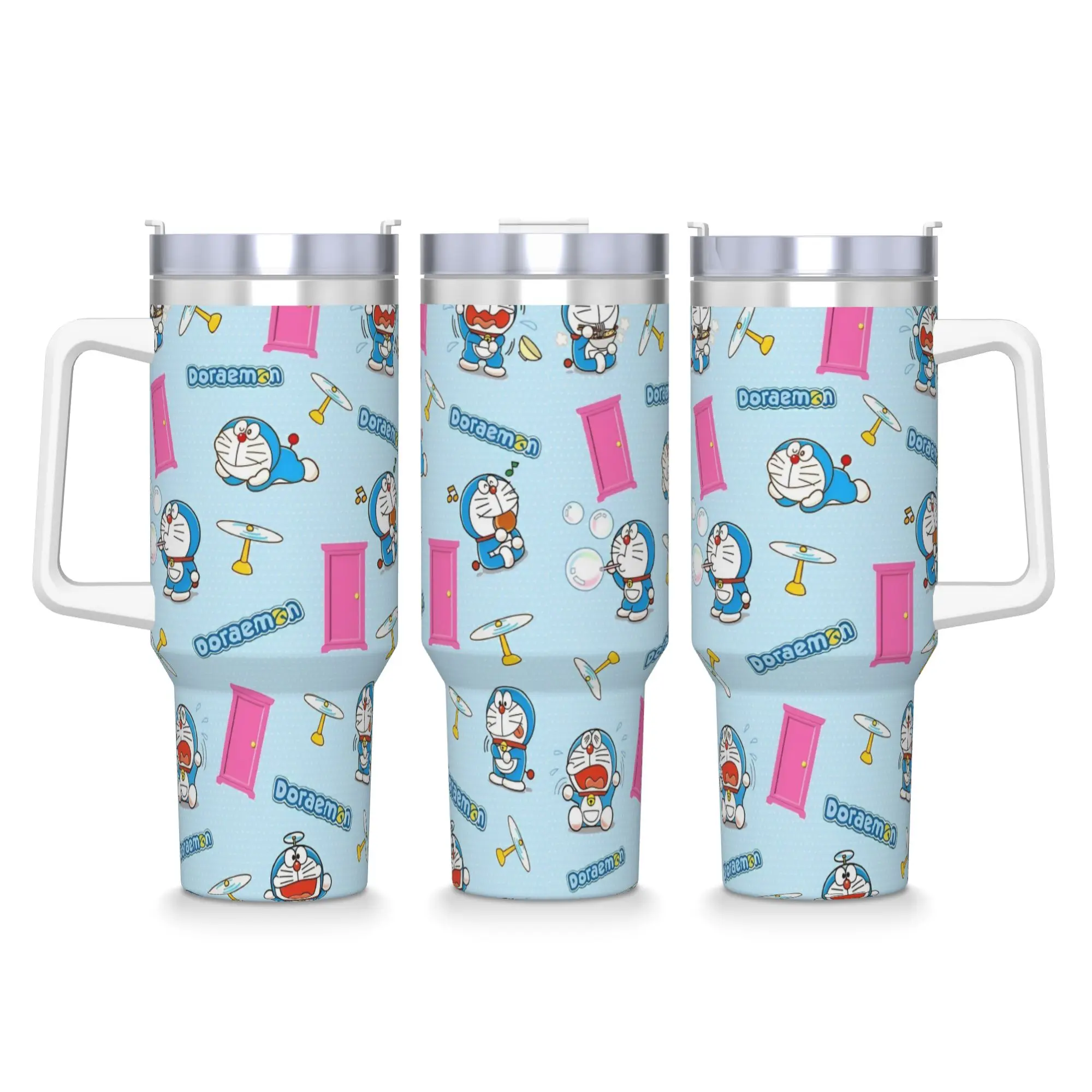 

Stainless Steel Tumbler Cartoon D-Doraemon Car Mugs With Straws Driving Cold and Hot Water Bottle Portable Large Thermal Mug