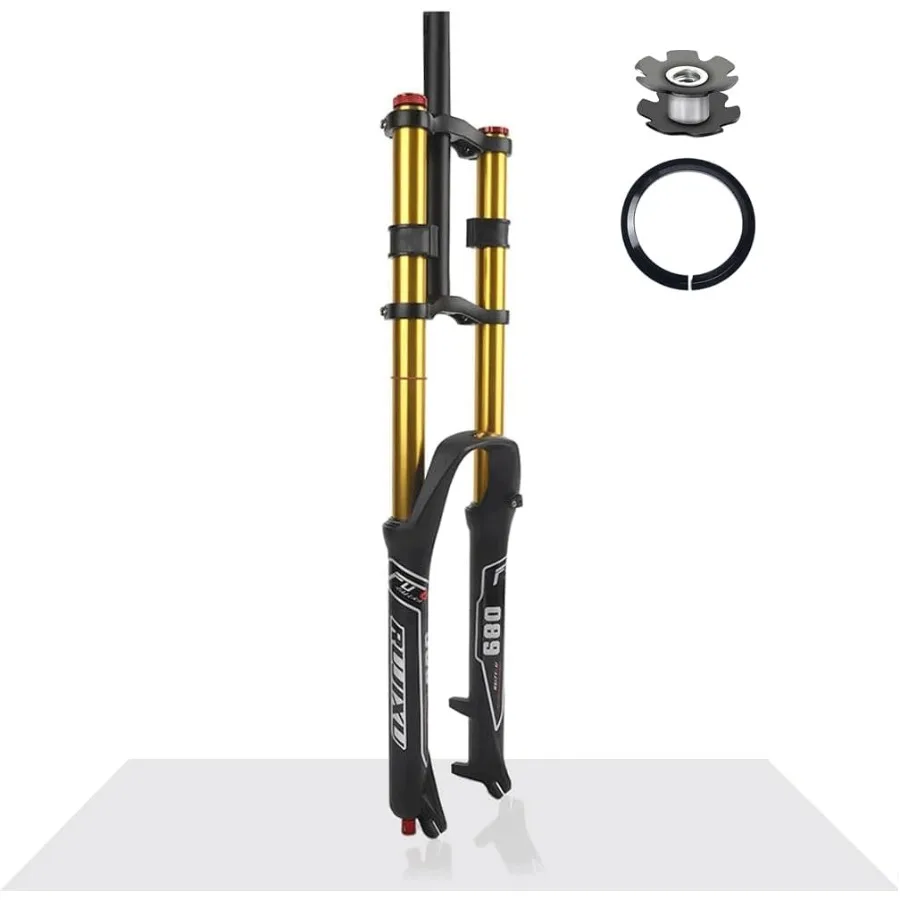 Amortyzowane widelce do rowerów górskich 26 cali z hamulcami tarczowymi MTB, złoty widelec 11/8, prosty widelec DH, pneumatyczny, skok 135 mm, regulacja odskoku 11/2 Coni