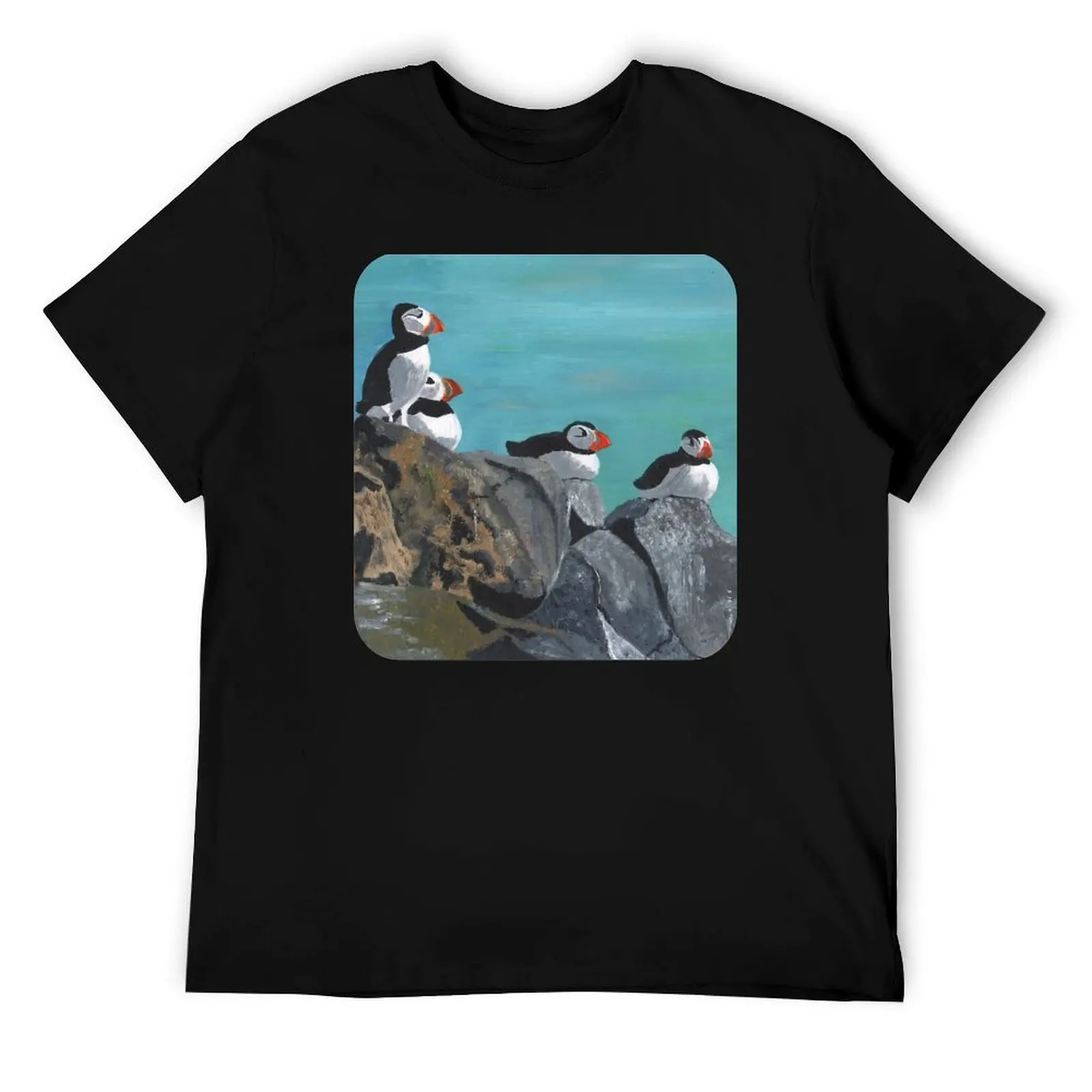 

A group of Puffins on Rocks T-Shirt t shirt for man 100 percent cotton man t shirts graphic T-Shirt
