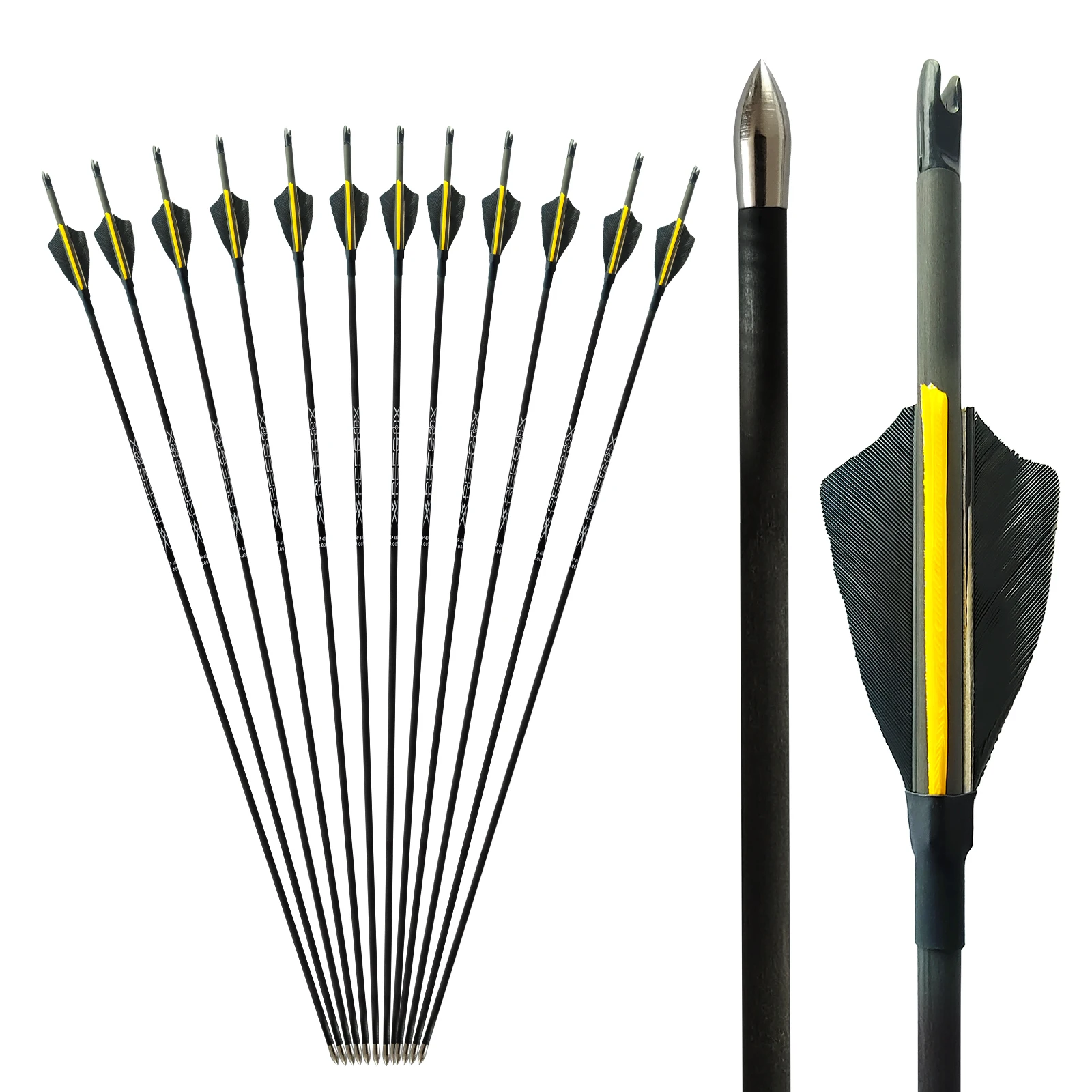 

ID4.2mm 31" SP600-1500 Pure Carbon Arrows for Outdoor Hunting or Target Practice