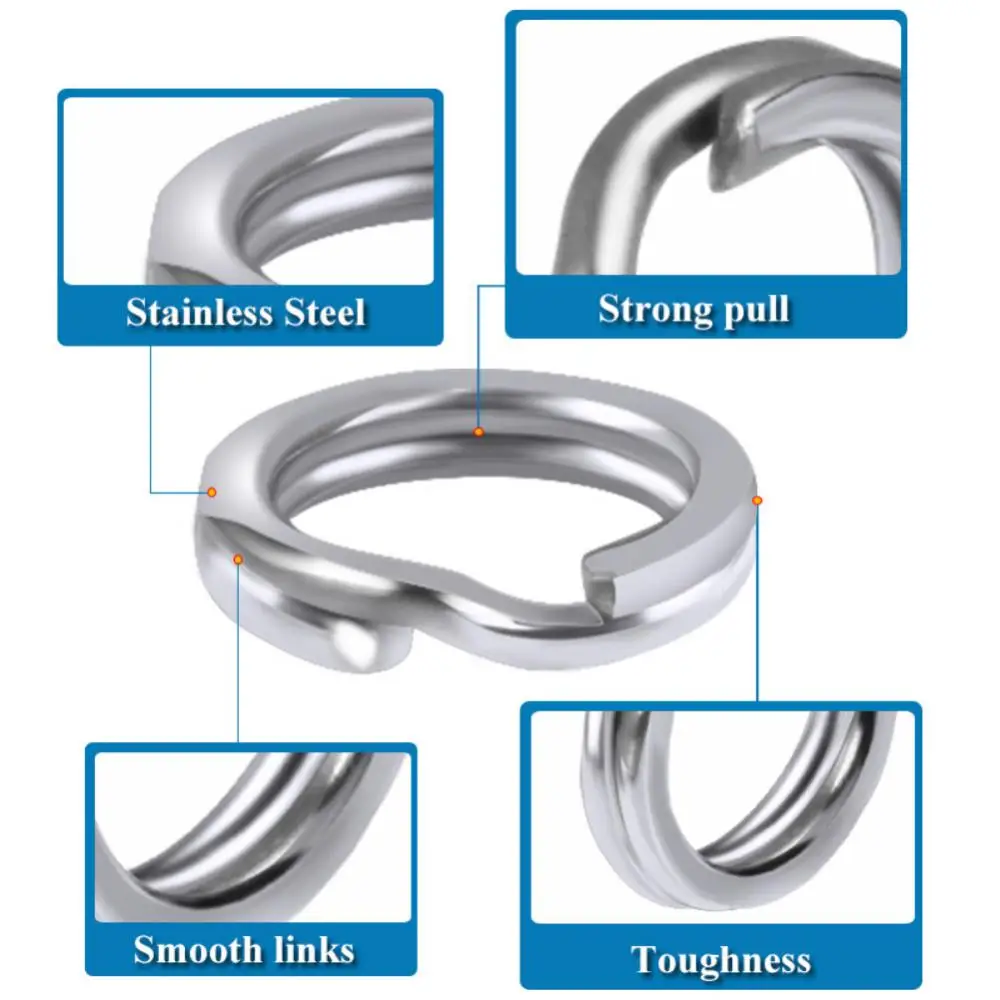 50pcs Fishing Rings Stainless Steel Split Ring High Quality Oval Split Double Connecting Ring For Fishing Lure Hook Accessories