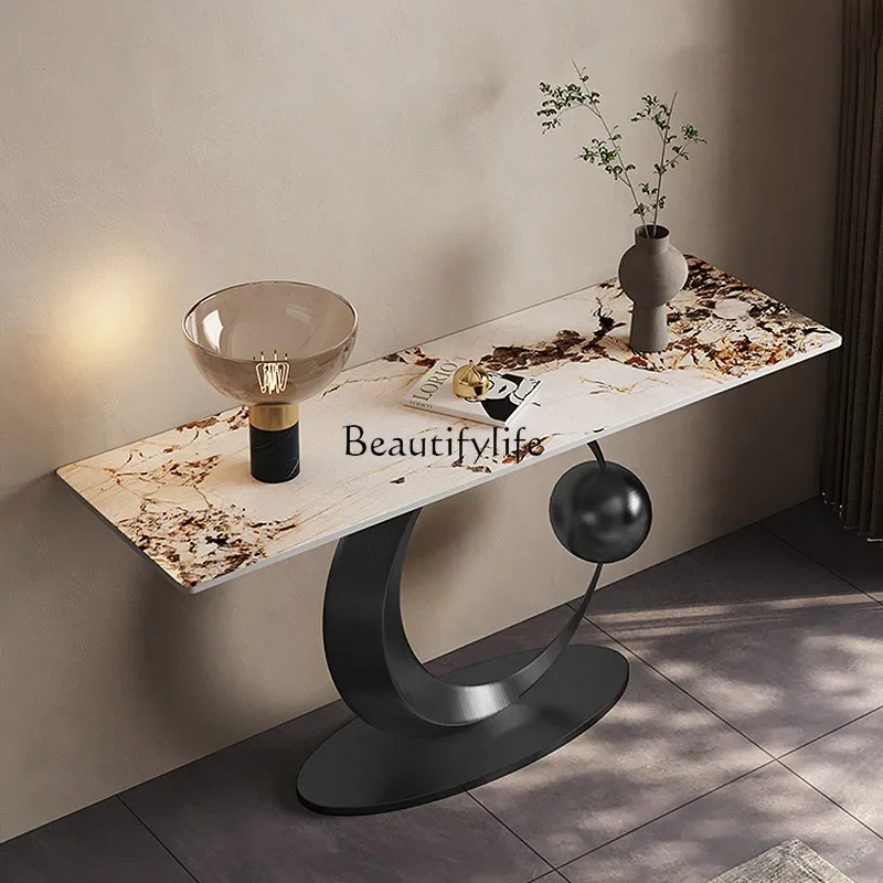 

ls 35Xuanguantai modern large apartment door-to-door stainless steel end view table against the wall
