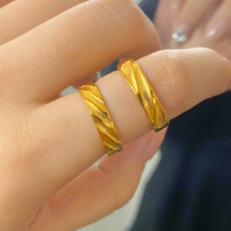 9999 Gold Möbius Ring for Women, Unique Designer Statement Open Ring, Couples' Matching Rings, Wholesale