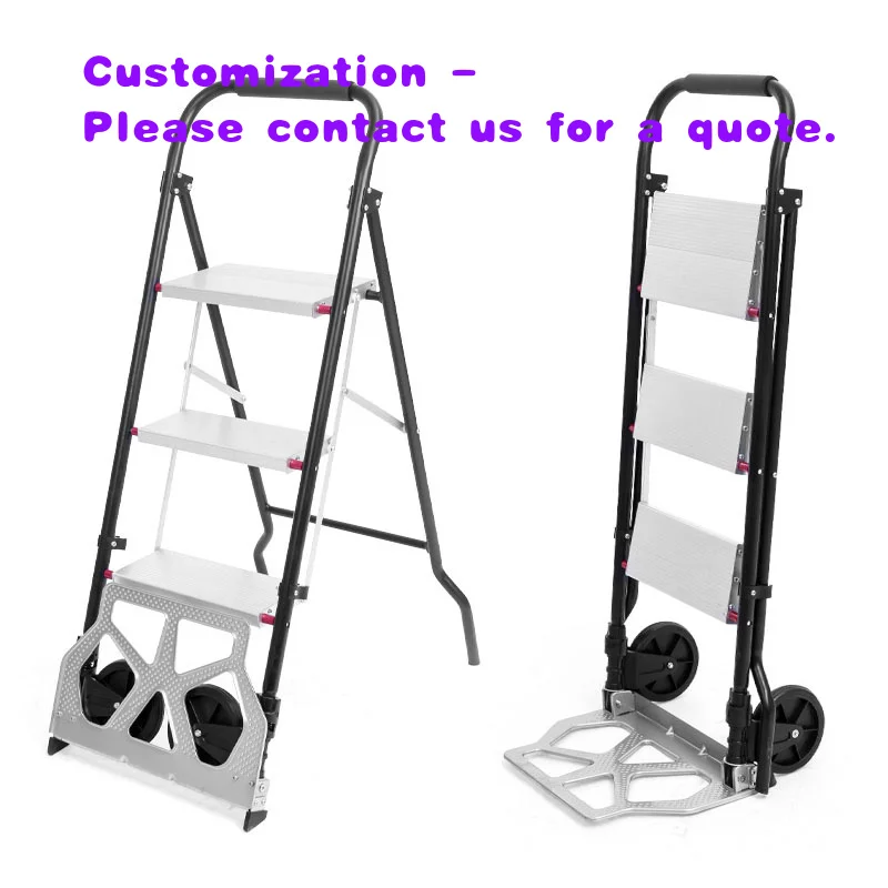

Многофункциональная тележка-лестница 4-в-1: алюминиевая складная портативная тележка с 3 ступенями, ручная тележка для перевозки, складная тележка-платформа