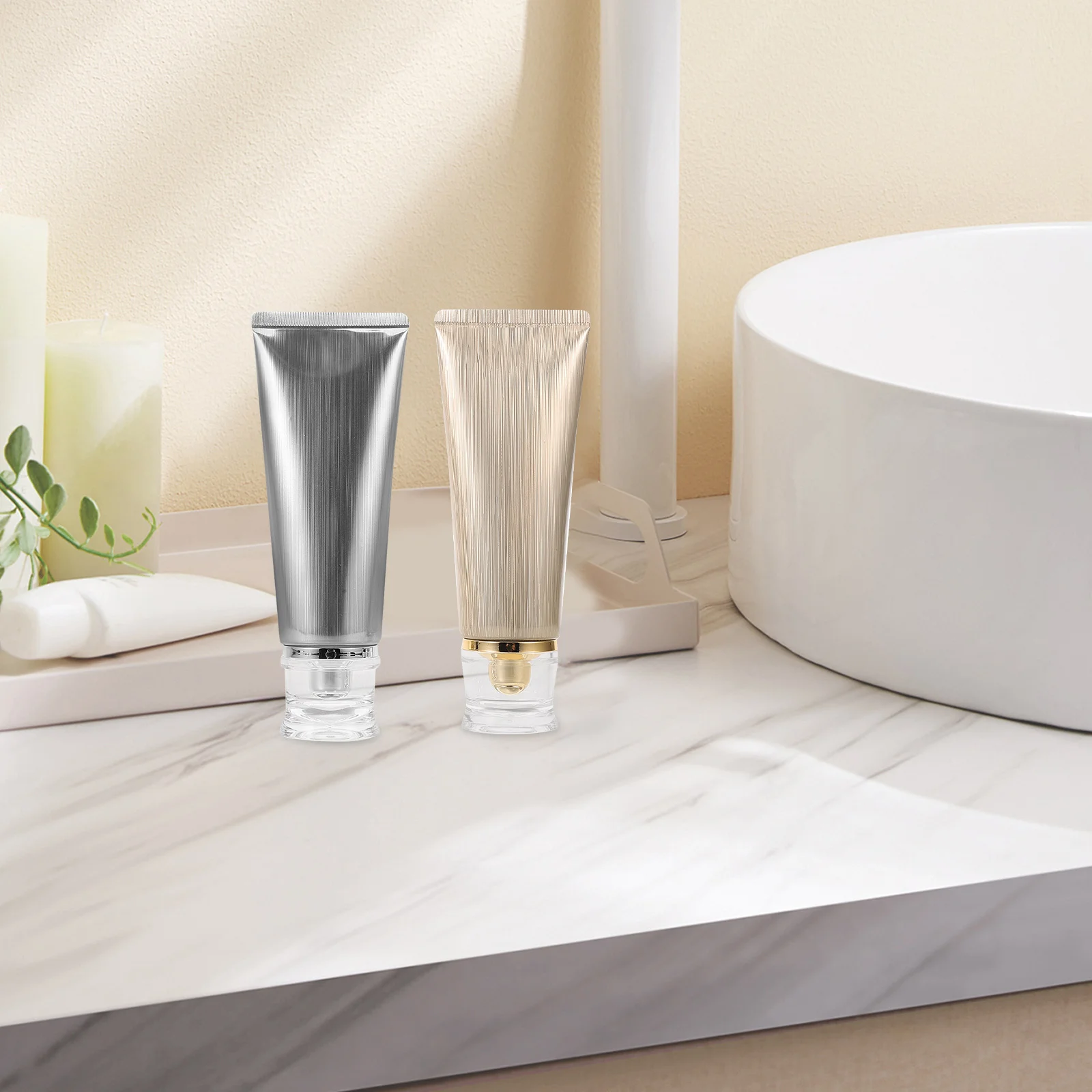 

4Pcs Containers 100g Elegant Waist Shaped Silver Plated Caps Freshness Preservation Travel Tubes