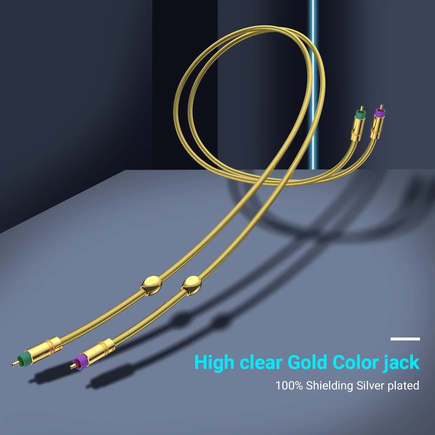 Par Audiocrast A71 cabo RCA estéreo banhado a prata de alto desempenho Premium Hi-Fi Audio 2rca para 2rca Interconenect