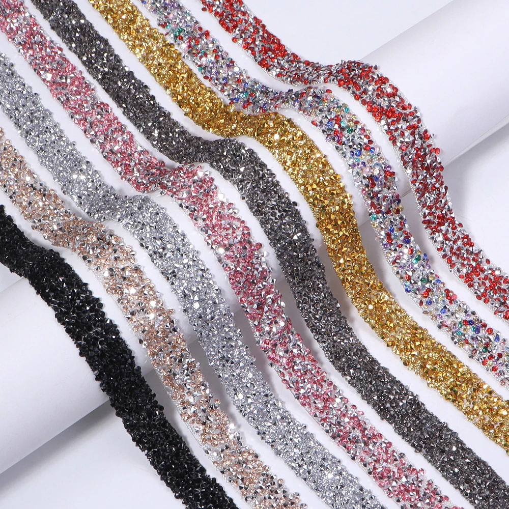 2 Meter 12mm Selbstklebende Harz-Strass-Borte Glitzer Kristall Diamantband Klebeband DIY Bastelbedarf Haarspangen Dekoration – Detail 6