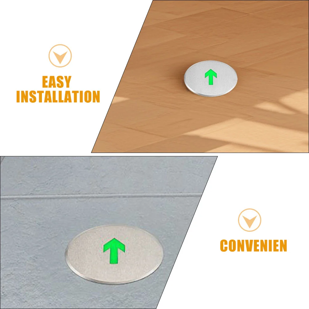 علامة خروج متوهجة في الظلام من الفولاذ المقاوم للصدأ علامة إخلاء الطوارئ للجدران الداخلية والخارجية والأرضيات درب الدرج وساحة الطريق