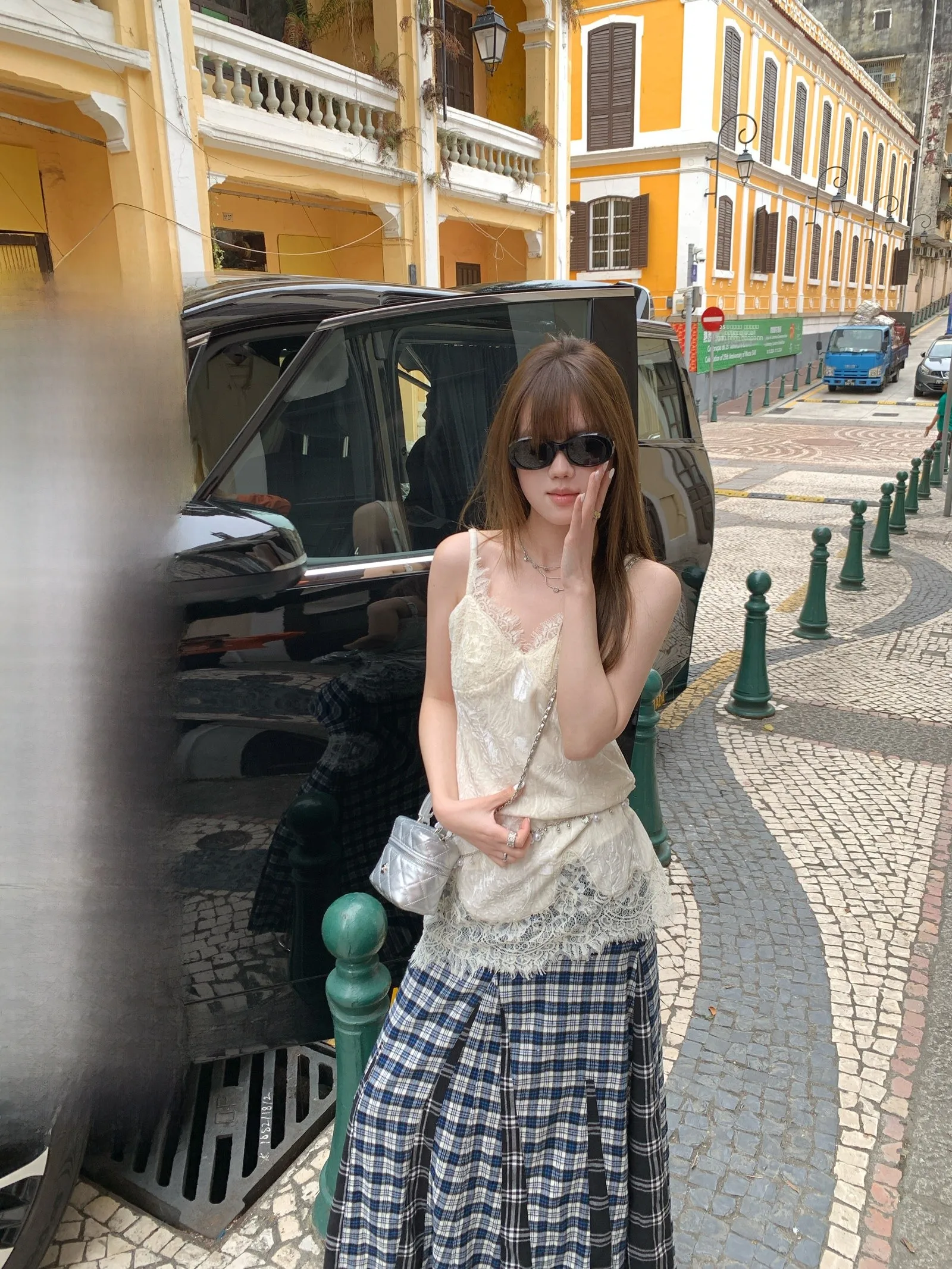 

Heavyweight Velvet Lace Patchwork Strap Vest Women's Base Layer Top Faion Commute Sle Slim Fit Polyester Spandex Blend