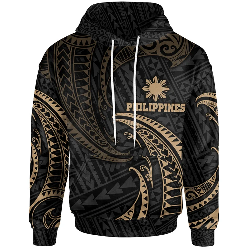 3D Philippines Filipinos Polynesian Tattoo Lapu Sun Tribal Printing Hoodies For Men Kid Fashion Hooded Hoody Cool Pullovers view 3