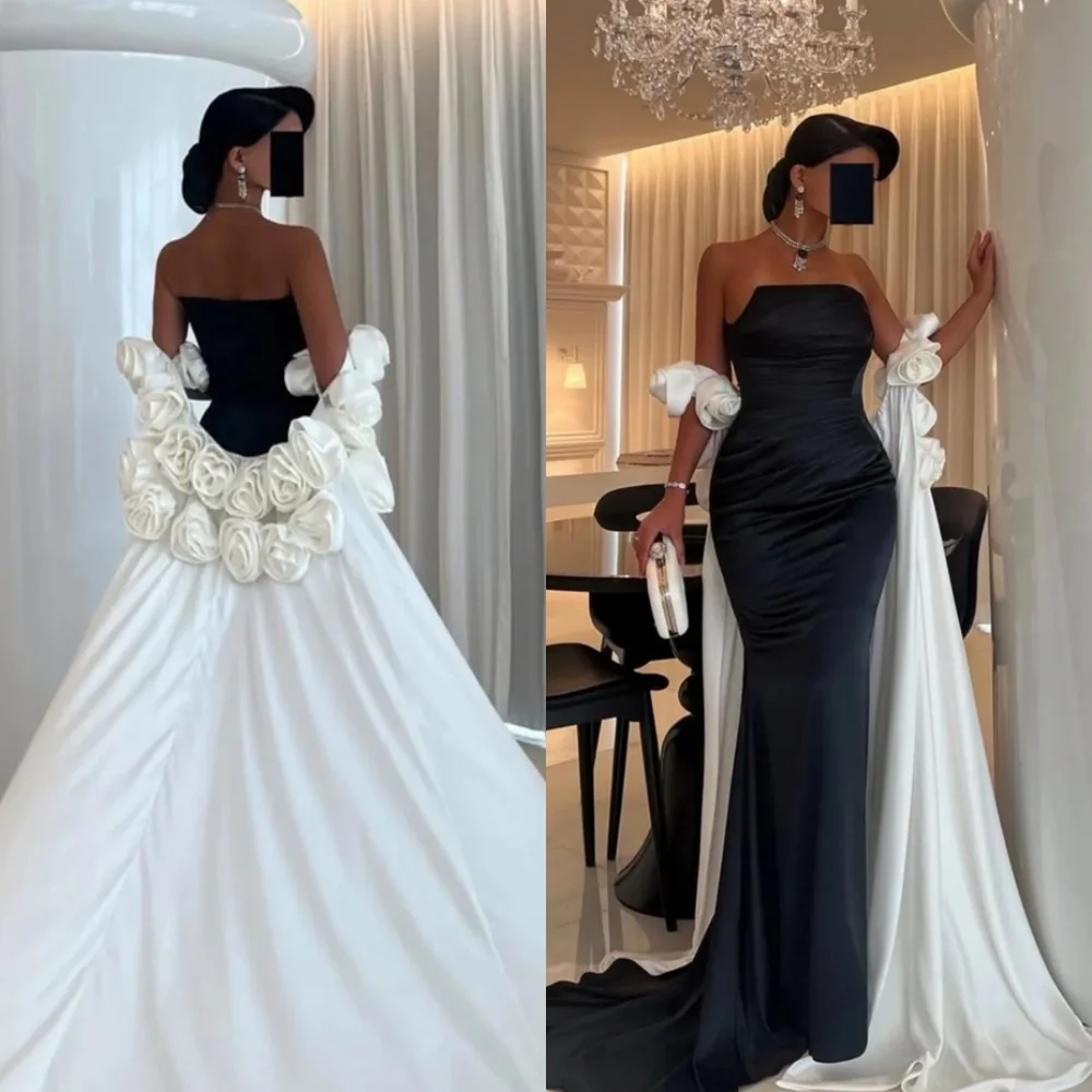

Customized Mermaid Elegant Black Jersey Evening Dress Classic Strapless Sleeveless Homecoming Dresses Fashion Party Go