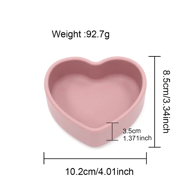 1pc Silicone Heart Shaped Baby Feeding Bowl, Toddler Self Feeding Tableware, Compatible With Dishwasher Washing, Baby Gift